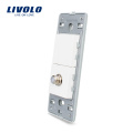 Livolo EUA TV Tomada de Satélite Com tomada de tomada de parede de Cristal Pérola Branca sem painel 220 V VL-C5-1ST-11